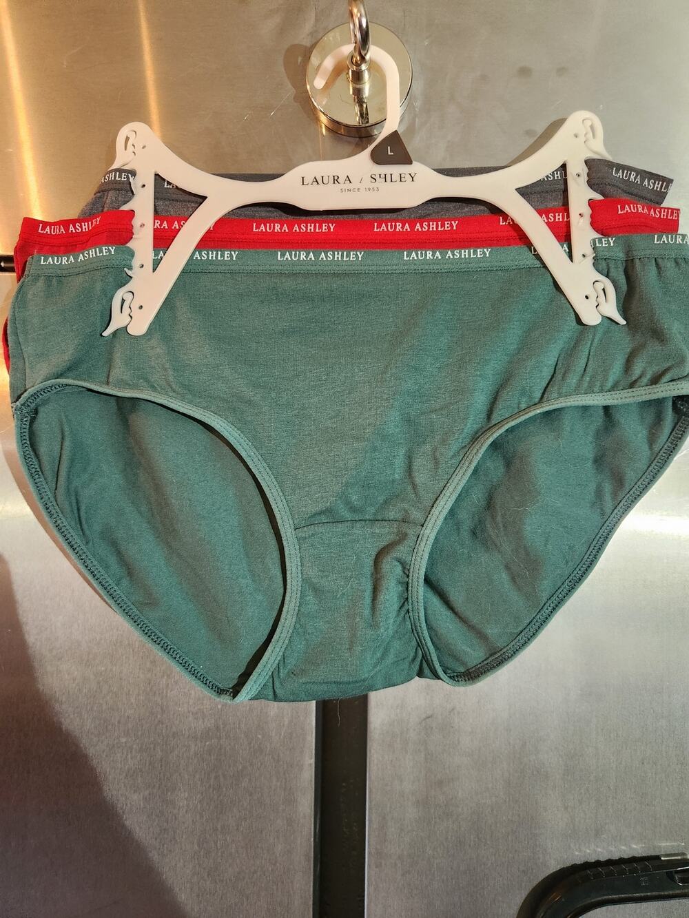 NEW Laura Ashley 3 Pack Cotton Bikini Briefs Green Red Gray Size L
